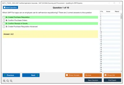 SAP C_TS450_1809 SAP Certified Application Associate - SAP S/4HANA Sourcing and Procurement - Upskilling for ERP Experts Practice test exam simulator test engine exam Prep practice test questions answers Image 1