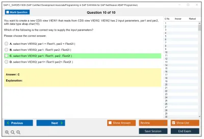 SAP C_S4HDEV1909 SAP Certified Associate - Developer - Programming in SAP S/4HANA for SAP NetWeaver ABAP Programmer Practice test exam simulator test engine exam Prep practice test questions answers Image 10