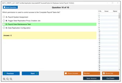 SAP C_HRHPC_2211 SAP Certified Application AssociateSAP SuccessFactors for Employee Central Payroll 1H/2022 Practice test exam simulator test engine exam Prep practice test questions answers Image 10