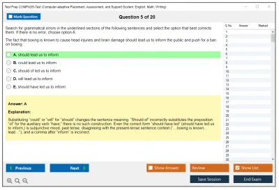 Test Prep COMPASS-Test Computer-adaptive Placement, Assessment, and Support System: English, Math, Writing Practice test exam simulator test engine exam Prep practice test questions answers Image 5