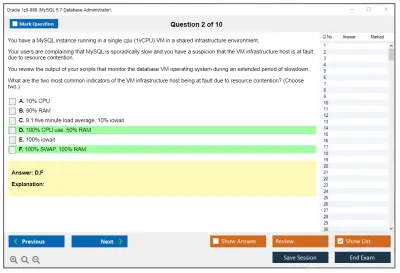 Oracle 1z0-888 MySQL 5.7 Database Administrator Practice test exam simulator test engine exam Prep practice test questions answers Image 2