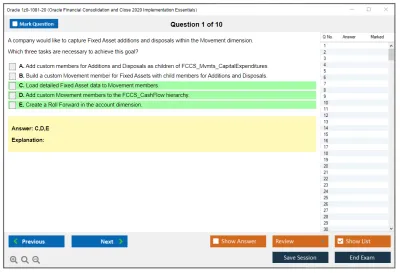Oracle 1z0-1081-20 Oracle Financial Consolidation and Close 2020 Implementation Essentials Practice test exam simulator test engine exam Prep practice test questions answers Image 1