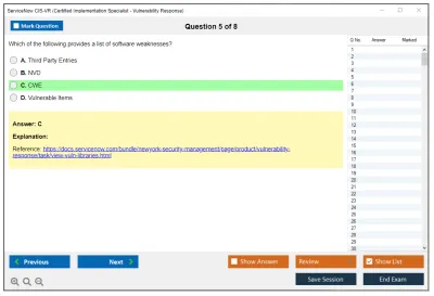ServiceNow CIS-VR Certified Implementation Specialist - Vulnerability Response Practice test exam simulator test engine exam Prep practice test questions answers Image 5