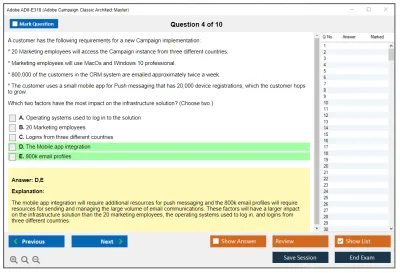 Adobe AD0-E318 Adobe Campaign Classic Architect Master Practice test exam simulator test engine exam Prep practice test questions answers Image 4