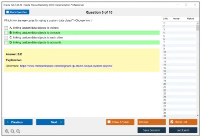 Oracle 1z0-340-22 Oracle Eloqua Marketing 2022 Implementation Professional Practice test exam simulator test engine exam Prep practice test questions answers Image 3