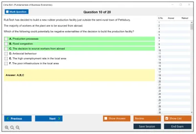 Cima BA1 Fundamentals of Business Economics Practice test exam simulator test engine exam Prep practice test questions answers Image 10