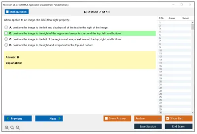 Microsoft 98-375 HTML5 Application Development Fundamentals Practice test exam simulator test engine exam Prep practice test questions answers Image 7