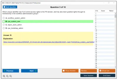 IBM C1000-074 IBM FileNet P8 V5.5.3 Deployment Professional Practice test exam simulator test engine exam Prep practice test questions answers Image 5