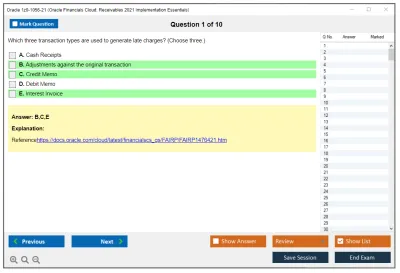 Oracle 1z0-1056-21 Oracle Financials Cloud: Receivables 2021 Implementation Essentials Practice test exam simulator test engine exam Prep practice test questions answers Image 1