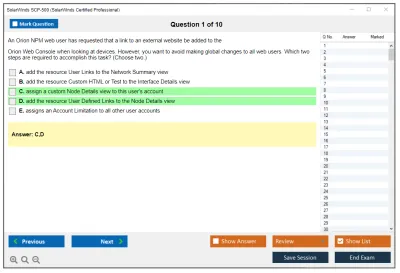 SolarWinds SCP-500 SolarWinds Certified Professional Practice test exam simulator test engine exam Prep practice test questions answers Image 1