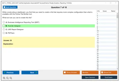 SAP C_THR92_2205 SAP Certified Application AssociateSAP SuccessFactors People Analytics: Reporting 1H/2022 Practice test exam simulator test engine exam Prep practice test questions answers Image 7