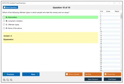 ACFE CFE Certified Fraud Examiner Practice test exam simulator test engine exam Prep practice test questions answers Image 10