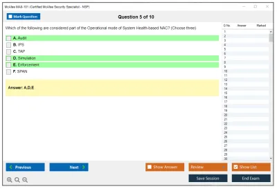 McAfee MA0-101 McAfee Certified Product Specialist – NSP Practice test exam simulator test engine exam Prep practice test questions answers Image 5