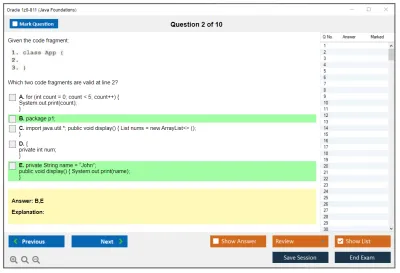 Oracle 1z0-811 Java Foundations Practice test exam simulator test engine exam Prep practice test questions answers Image 2