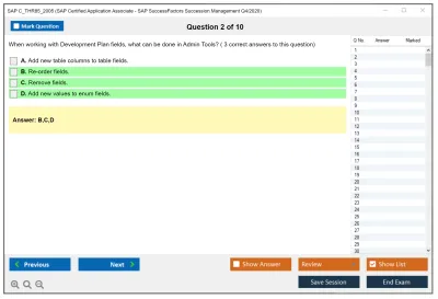 SAP C_THR85_2005 SAP Certified Application Associate - SAP SuccessFactors Succession Management Q4/2020 Practice test exam simulator test engine exam Prep practice test questions answers Image 2