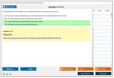 Oracle 1z0-1053 Oracle Benefits Cloud 2019 Implementation Essentials Practice test exam simulator test engine exam Prep practice test questions answers Image 3