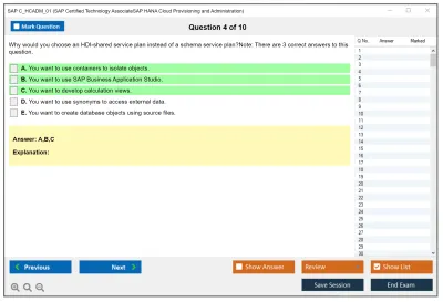 SAP C_HCADM_01 SAP Certified Technology AssociateSAP HANA Cloud Provisioning and Administration Practice test exam simulator test engine exam Prep practice test questions answers Image 4