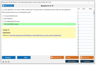 Pegasystems PEGAPCRSA80V1_2019 Pega Certified Robotics System Architect (PCRSA) 80V1 2019 Practice test exam simulator test engine exam Prep practice test questions answers Image 8