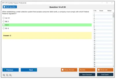 AFP CTP Certified Treasury Professional Practice test exam simulator test engine exam Prep practice test questions answers Image 14