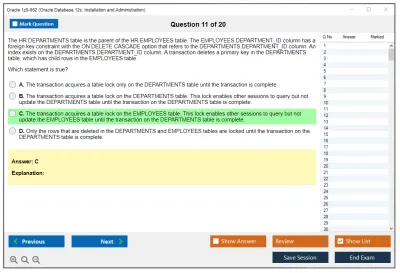 Oracle 1z0-062 Oracle Database 12c: Installation and Administration Practice test exam simulator test engine exam Prep practice test questions answers Image 11