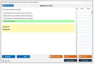 PMI PMI-002 Certified Associate in Project Management (CAPM) Certification Practice test exam simulator test engine exam Prep practice test questions answers Image 9