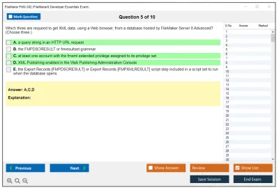 FileMaker FM0-302 FileMaker8 Developer Essentials Exam Practice test exam simulator test engine exam Prep practice test questions answers Image 5