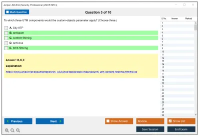 Juniper JN0-634 Security, Professional (JNCIP-SEC) Practice test exam simulator test engine exam Prep practice test questions answers Image 3