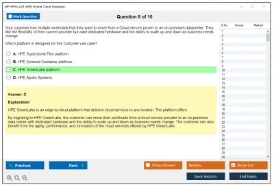 HP HPE0-V25 HPE Hybrid Cloud Solutions Practice test exam simulator test engine exam Prep practice test questions answers Image 8
