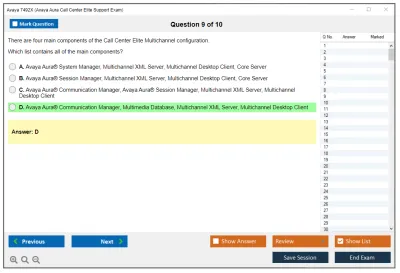 Avaya 7492X Avaya Aura® Call Center Elite Support Exam Practice test exam simulator test engine exam Prep practice test questions answers Image 9