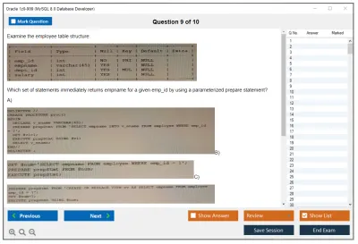 Oracle 1z0-909 MySQL 8.0 Database Developer Practice test exam simulator test engine exam Prep practice test questions answers Image 9