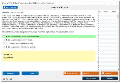Oracle 1z0-1060-22 Oracle Accounting Hub Cloud 2022 Implementation Professional Practice test exam simulator test engine exam Prep practice test questions answers Image 10