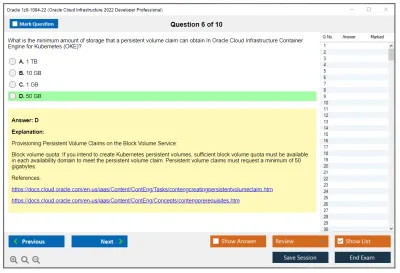 Oracle 1z0-1084-22 Oracle Cloud Infrastructure 2022 Developer Professional Practice test exam simulator test engine exam Prep practice test questions answers Image 6