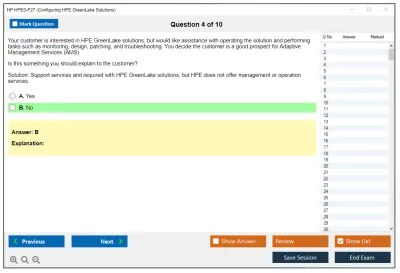 HP HPE0-P27 Configuring HPE GreenLake Solutions Practice test exam simulator test engine exam Prep practice test questions answers Image 4