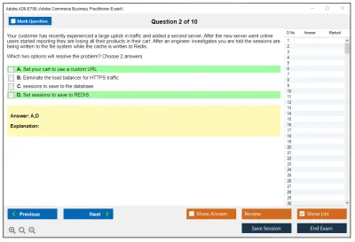Adobe AD0-E708 Adobe Commerce Business Practitioner Expert Practice test exam simulator test engine exam Prep practice test questions answers Image 2