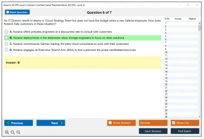 Nutanix NCSR-Level-3 Nutanix Certified Sales Representative (NCSR): Level3 Practice test exam simulator test engine exam Prep practice test questions answers Image 6