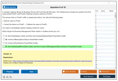 Microsoft 70-334 Core Solutions of Microsoft Skype for Business 2015 Practice test exam simulator test engine exam Prep practice test questions answers Image 8