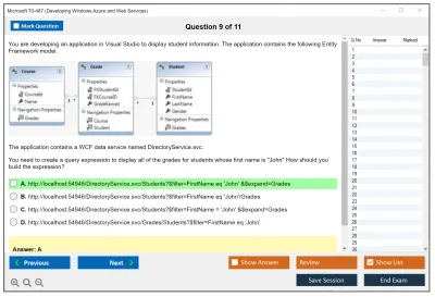 Microsoft 70-487 Developing Windows Azure and Web Services Practice test exam simulator test engine exam Prep practice test questions answers Image 9