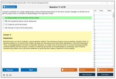 IIA IIA-CIA-Part4 Certified Internal Auditor - Part 4, Business Management Skills Practice test exam simulator test engine exam Prep practice test questions answers Image 11