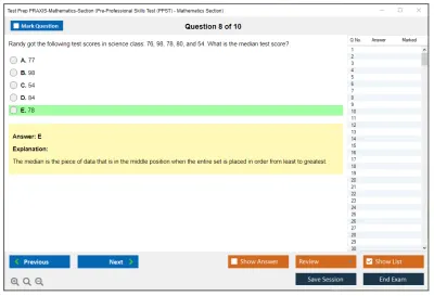 Test Prep PRAXIS-Mathematics-Section Pre-Professional Skills Test (PPST) - Mathematics Section Practice test exam simulator test engine exam Prep practice test questions answers Image 8