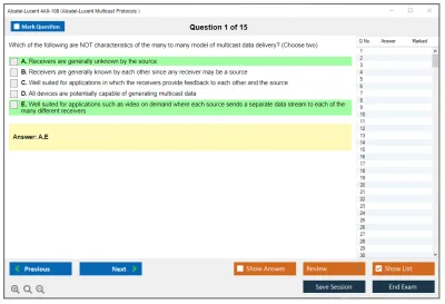 Alcatel-Lucent 4A0-108 Nokia Multicast Protocols Practice test exam simulator test engine exam Prep practice test questions answers Image 1