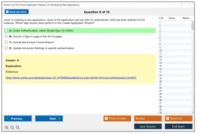 Oracle 1z0-750 Oracle Application Express 18: Developing Web Applications Practice test exam simulator test engine exam Prep practice test questions answers Image 9