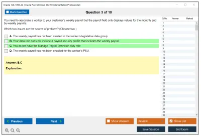 Oracle 1z0-1050-22 Oracle Payroll Cloud 2022 Implementation Professional Practice test exam simulator test engine exam Prep practice test questions answers Image 3