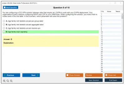 Juniper JN0-682 Data Center Professional (JNCIP-DC) Practice test exam simulator test engine exam Prep practice test questions answers Image 8