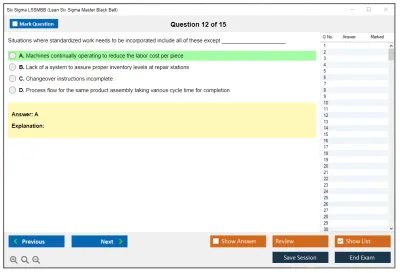Six Sigma LSSMBB Lean Six Sigma Master Black Belt Practice test exam simulator test engine exam Prep practice test questions answers Image 12