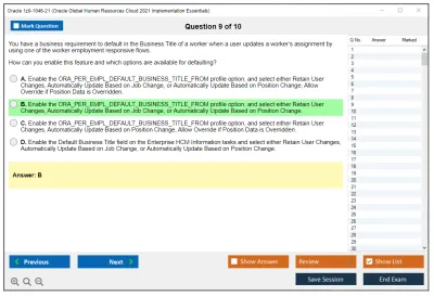 Oracle 1z0-1046-21 Oracle Global Human Resources Cloud 2021 Implementation Essentials Practice test exam simulator test engine exam Prep practice test questions answers Image 9