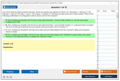SAP C_THR87_2211 SAP Certified Application AssociateSAP SuccessFactors Variable Pay 1H/2022 Practice test exam simulator test engine exam Prep practice test questions answers Image 1