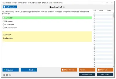 Hitachi HH0-380 HITACHI DATA SYSTEMS STORAGE MANAGER - STORAGE MANAGEMENT EXAM Practice test exam simulator test engine exam Prep practice test questions answers Image 9