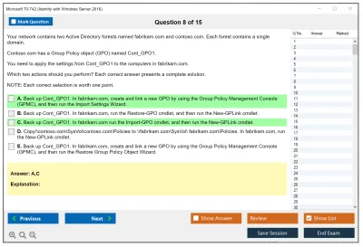 Microsoft 70-742 Identity with Windows Server 2016 Practice test exam simulator test engine exam Prep practice test questions answers Image 8