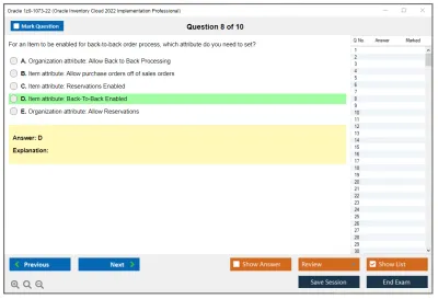 Oracle 1z0-1073-22 Oracle Inventory Cloud 2022 Implementation Professional Practice test exam simulator test engine exam Prep practice test questions answers Image 8