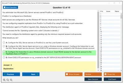 Microsoft 70-462 Administering Microsoft SQL Server 2012/2014 Databases Practice test exam simulator test engine exam Prep practice test questions answers Image 12